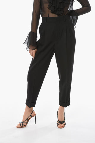 Wool-twill Straight-leg Pants with Double-pleat