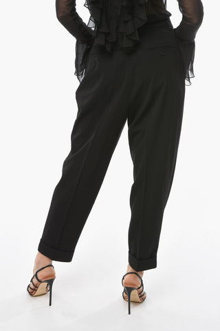 Wool-twill Straight-leg Pants with Double-pleat