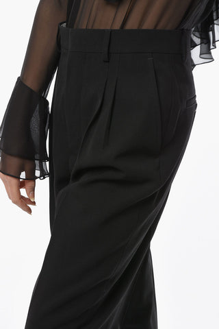 Wool-twill Straight-leg Pants with Double-pleat