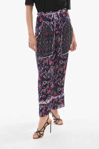 ETOILE Viscose-chiffon RYAMA Flared Pants with Floral Motif