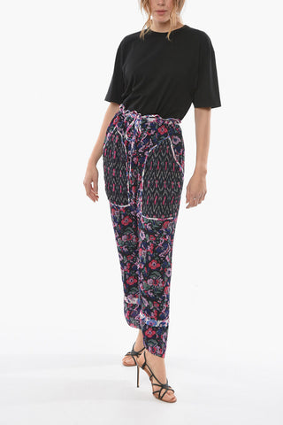 ETOILE Viscose-chiffon RYAMA Flared Pants with Floral Motif