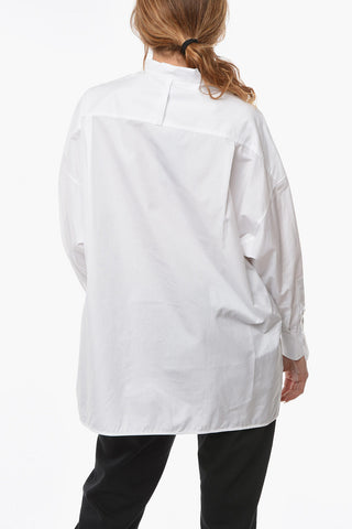 Cotton-poplin FAUNA Shirt with Mandarin Collar