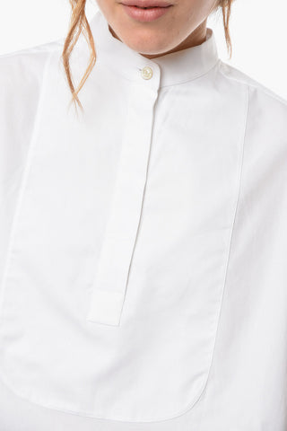 Cotton-poplin FAUNA Shirt with Mandarin Collar