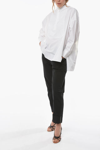 Cotton-poplin FAUNA Shirt with Mandarin Collar