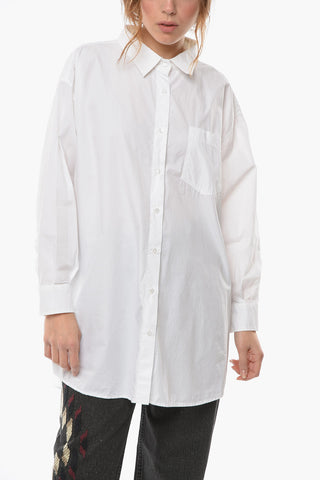 Cotton-poplin Oversized Shirt with Cut-out Detailing