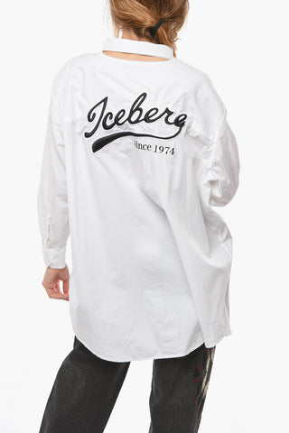 Cotton-poplin Oversized Shirt with Cut-out Detailing