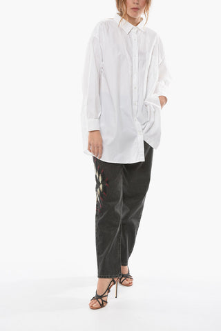 Cotton-poplin Oversized Shirt with Cut-out Detailing