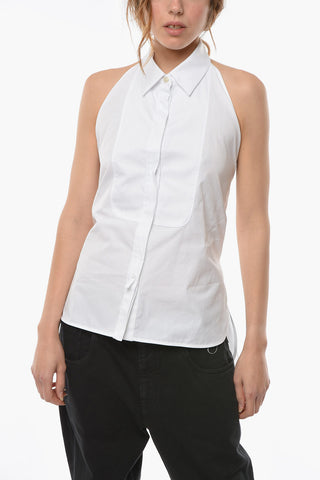 Top Open-back RUPIA a Camicia in Popeline di Cotone con Fascia da Annodare