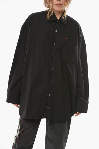 Over-sized Business Shirt with Chest Pocket and Embroidered Logo