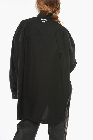 Over-sized Business Shirt with Chest Pocket and Embroidered Logo