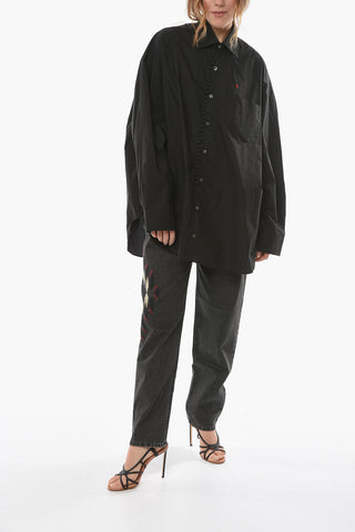 Over-sized Business Shirt with Chest Pocket and Embroidered Logo