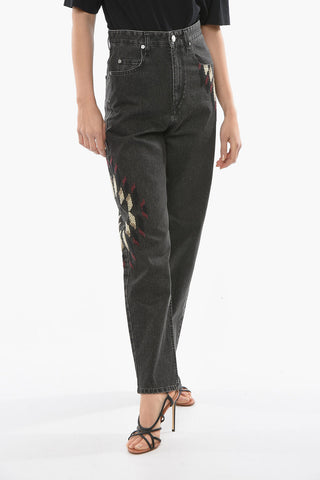 ETOILE High-waisted CORSYB Denims with Embroidery-embellishment