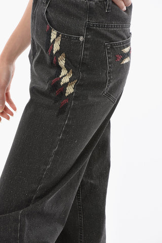 ETOILE High-waisted CORSYB Denims with Embroidery-embellishment