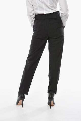 Virgin-wool-blend Tailored Pants with Belt