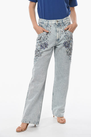 High-waisted NADEGEIL Denims embellished with Sequins and Beads