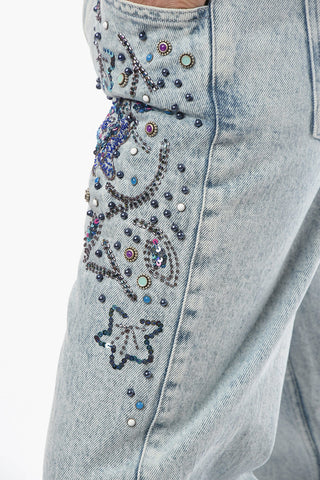 High-waisted NADEGEIL Denims embellished with Sequins and Beads