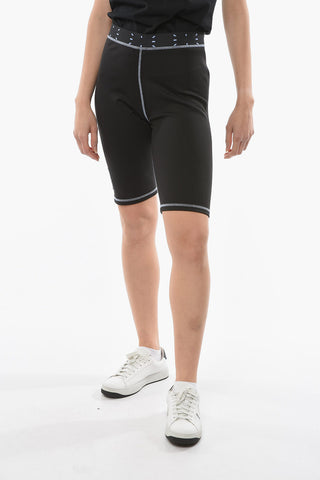 Contrasting Hems Biker Leggings