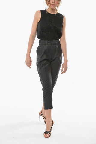 Virgin-wool Single-pleated Cropped Pants with Beaded Detailing