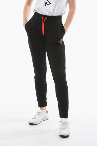 EMPORIO Elasticated Joggers with Pleats and Embroidered Logo
