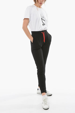 EMPORIO Elasticated Joggers with Pleats and Embroidered Logo