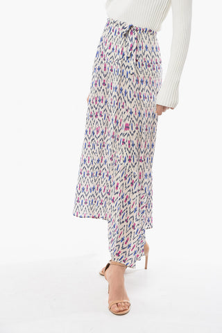 ETOILE Viscose-satin ALONA Longuette Skirt in Abstract Print