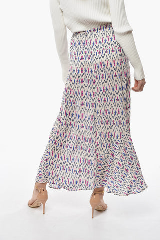 ETOILE Viscose-satin ALONA Longuette Skirt in Abstract Print