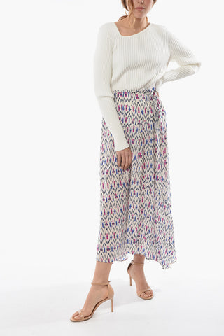 ETOILE Viscose-satin ALONA Longuette Skirt in Abstract Print