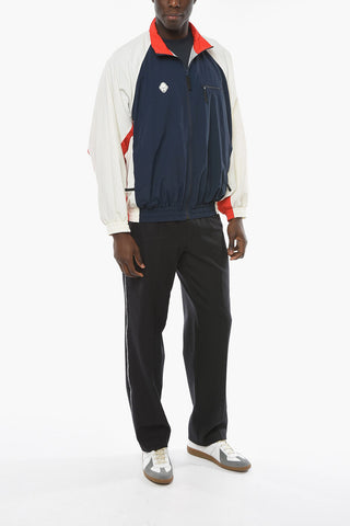 Bomber in Nylon con Motivo Color Block