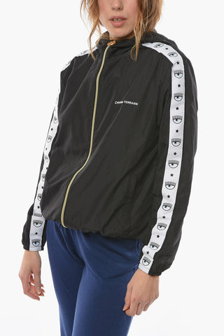 Zipped Track Jacke With Logoed Contrasting Bands