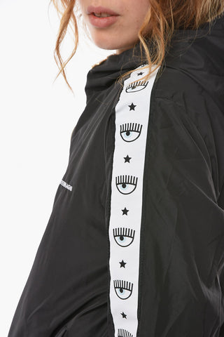 Zipped Track Jacke With Logoed Contrasting Bands