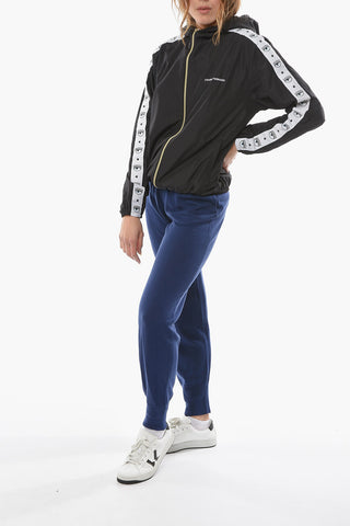 Zipped Track Jacke With Logoed Contrasting Bands