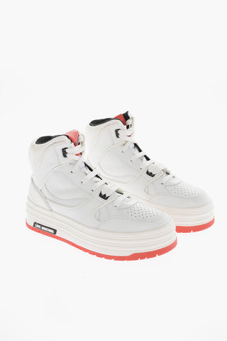 LOVE Leather High-Top Sneakers with Multilayer Sole 5cm
