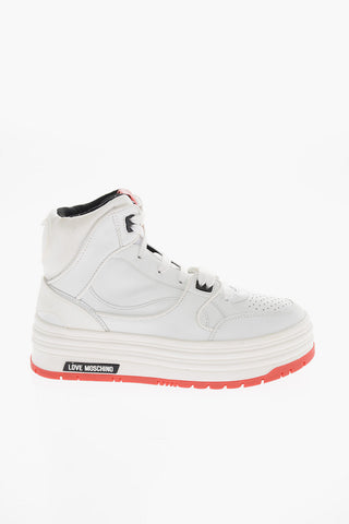 LOVE Leather High-Top Sneakers with Multilayer Sole 5cm