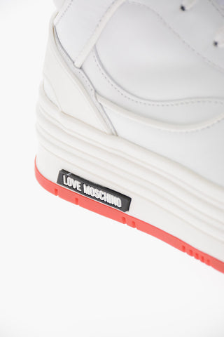 LOVE Leather High-Top Sneakers with Multilayer Sole 5cm
