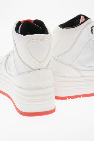 LOVE Leather High-Top Sneakers with Multilayer Sole 5cm