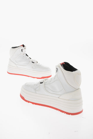 LOVE Leather High-Top Sneakers with Multilayer Sole 5cm
