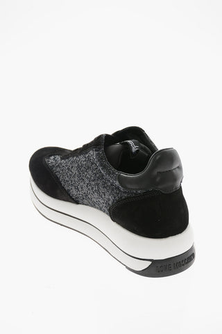 LOVE Leather and Fabric Sneakers with Glittery Details