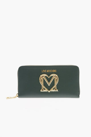 LOVE Faux Leather Continental Wallet with Golden Logo Plaque