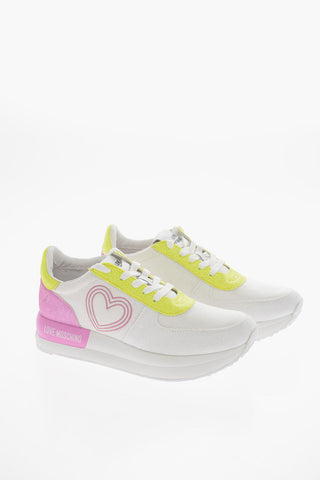 LOVE Fabric Sneakers with Glittery Trim