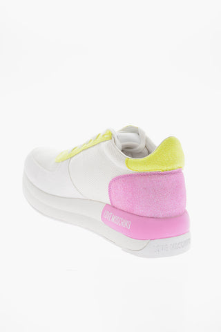 LOVE Fabric Sneakers with Glittery Trim