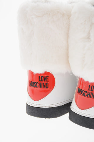 LOVE Logoed Elastic Band Faux Fur Snow Boots