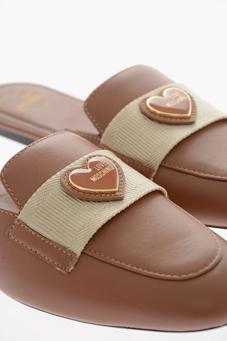 LOVE Leather Sabot with Enameled Heart