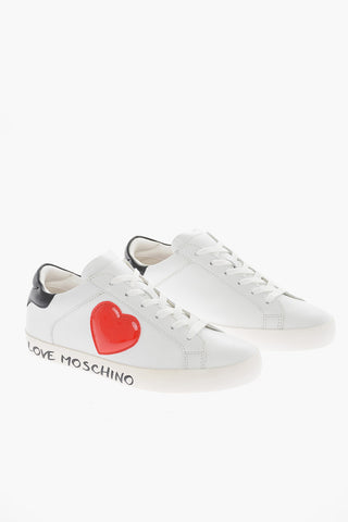 LOVE Leather Low Top Sneakers with Heart Patch