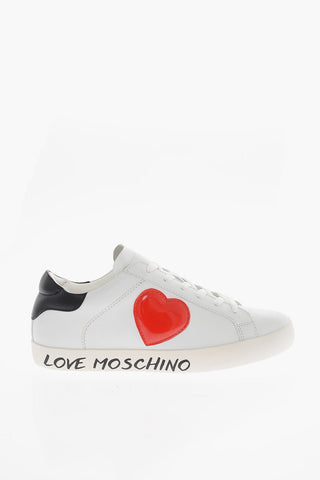 LOVE Leather Low Top Sneakers with Heart Patch