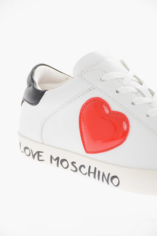 LOVE Leather Low Top Sneakers with Heart Patch