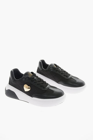 LOVE Quilted Sneakers with Leather Trim and Golden Heart