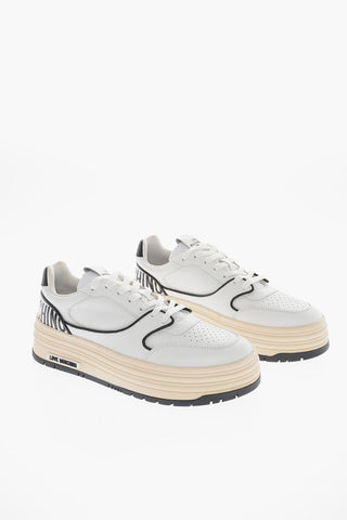 LOVE Sneakers Basse in Pelle con Fondo Effetto Multistrato 5cm