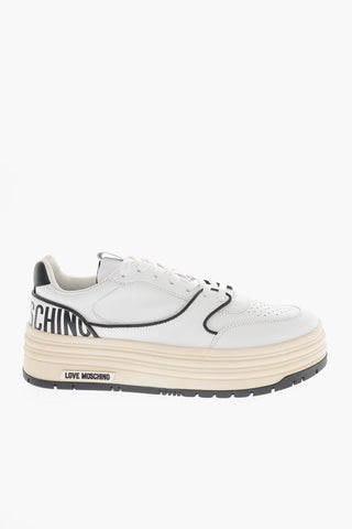 LOVE Sneakers Basse in Pelle con Fondo Effetto Multistrato 5cm