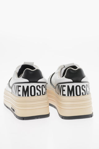 LOVE Sneakers Basse in Pelle con Fondo Effetto Multistrato 5cm