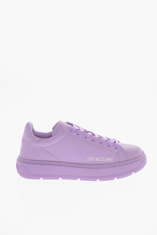 LOVE Solid Color Leather BOLD Low-Top Sneakers with Perforated Heart Shaped Sole